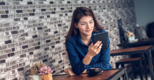 reading an e-book on an e-reader