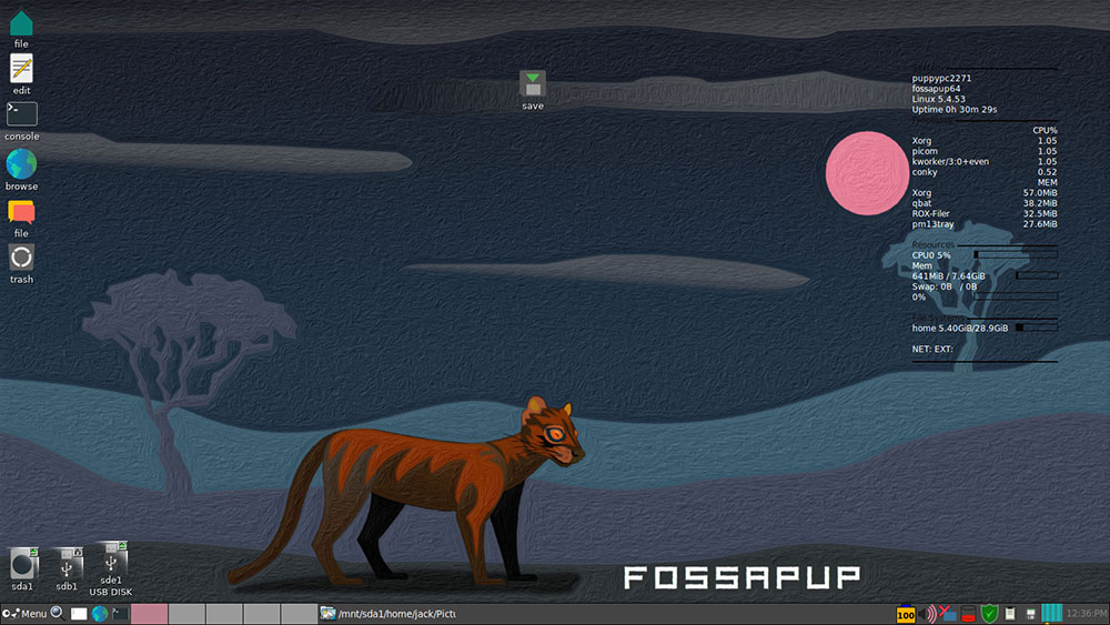 Puppy Linus FossaPup desktop