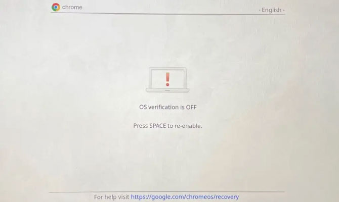 ChromeOS alert: OS verification is off